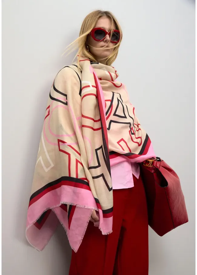 Logo letter print scarf
