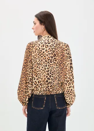 Printed satin bomber jacket