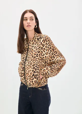 Printed satin bomber jacket