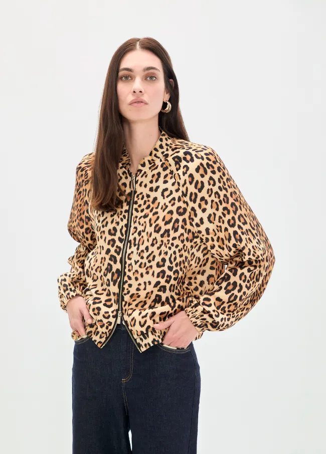 Printed satin bomber jacket
