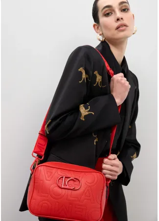 Crossbody bag with monogram topstitching