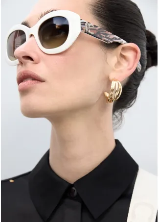 Round sunglasses with leopard logo
