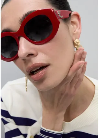 Round sunglasses with leopard logo