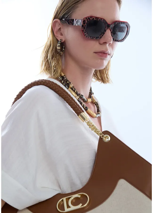 Two-tone rectangular sunglasses