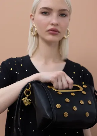 Textured crossbody bag with studs