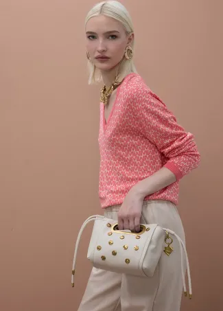 Textured crossbody bag with studs