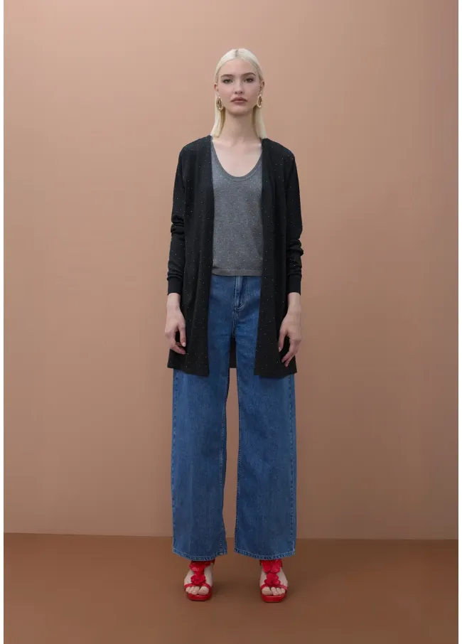 Cardigan largo strass