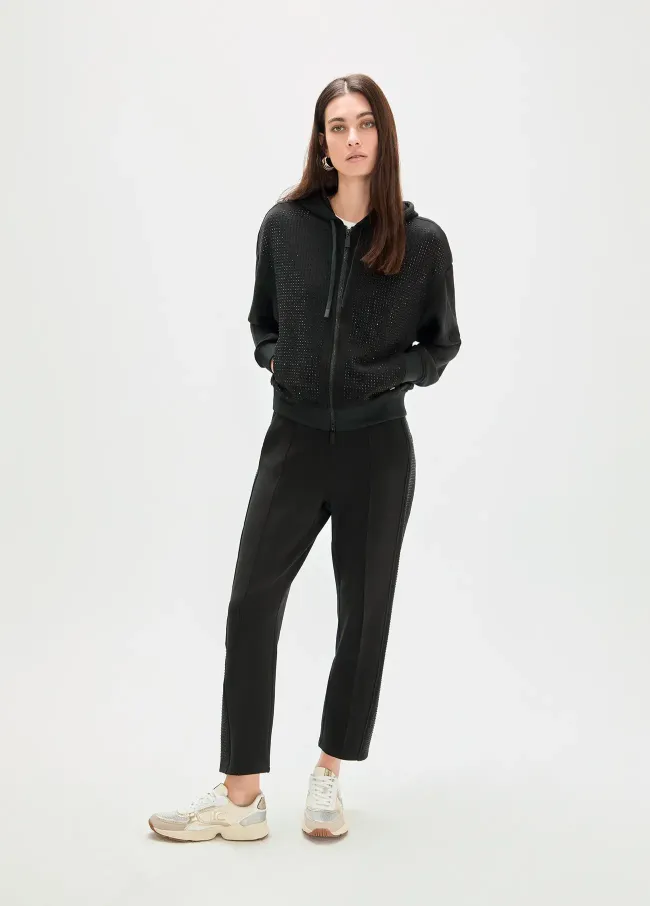 Sudadera scuba con strass delantero