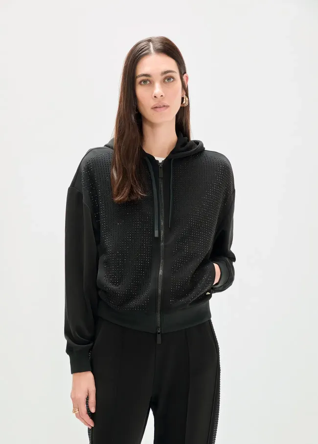 Sudadera scuba con strass delantero