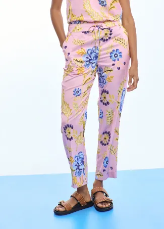 Jogger satinado estampado flores