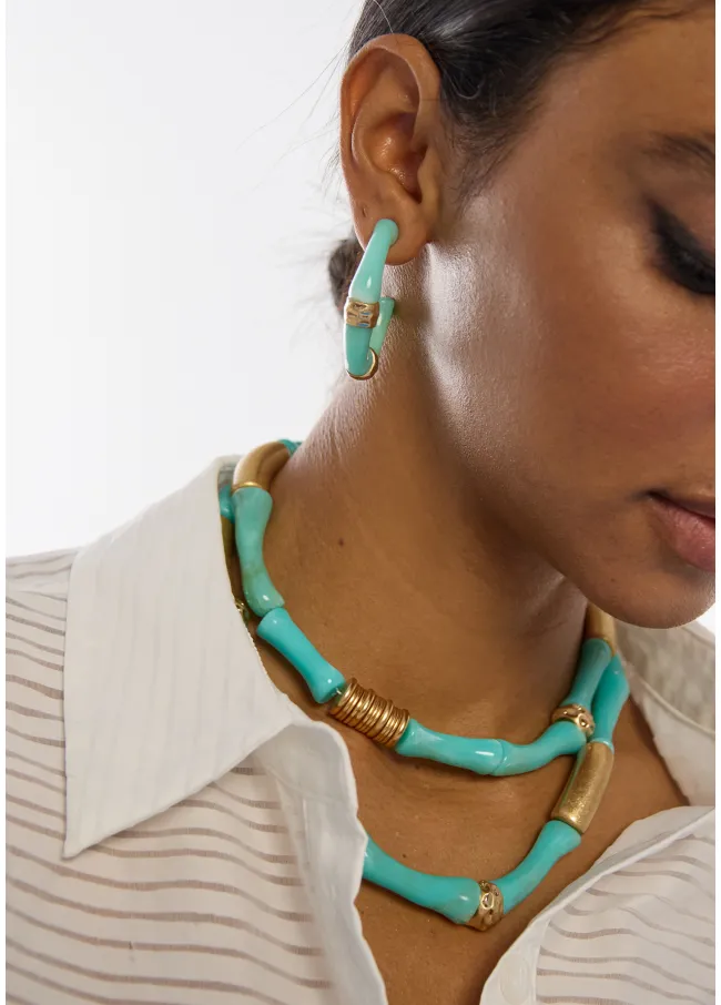 Bamboo-effect hoop earrings
