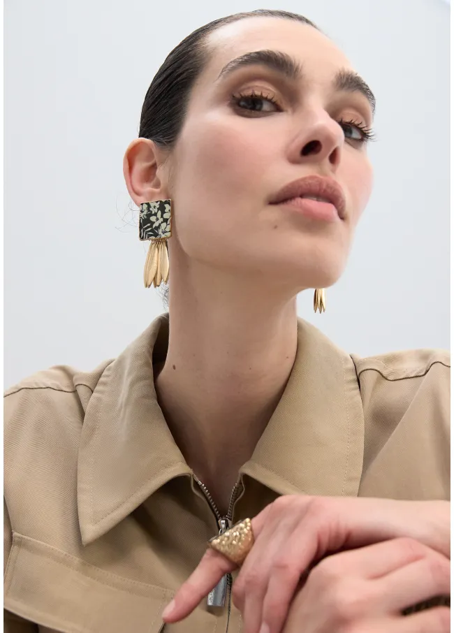 Painted ceramic signet earrings
