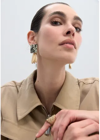Painted ceramic signet earrings