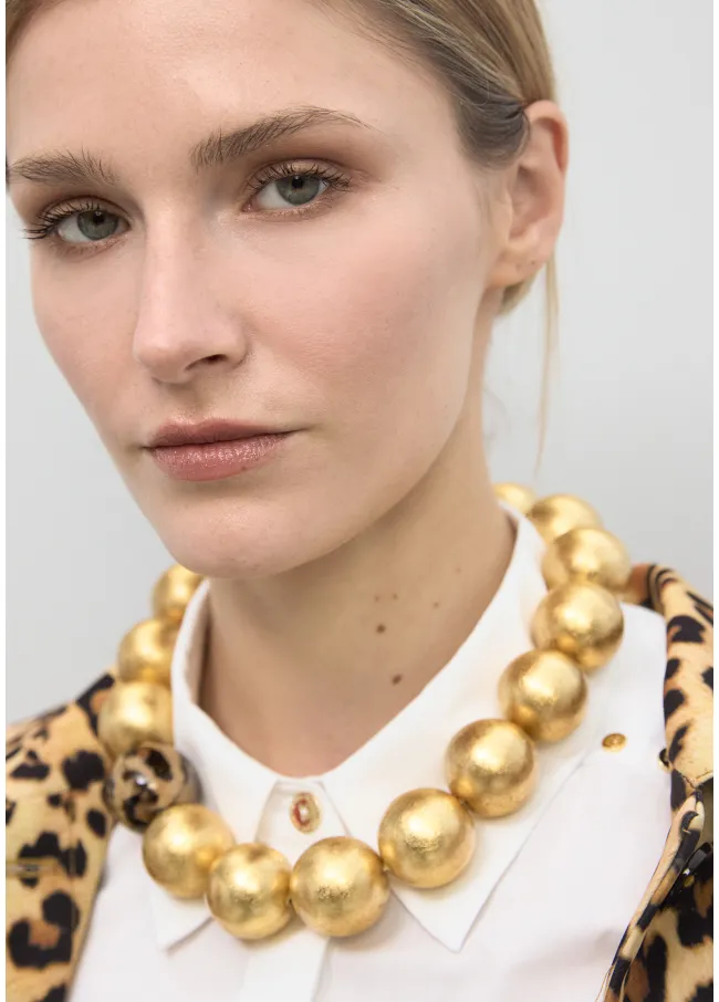 Maxi beaded necklace with animal print detail