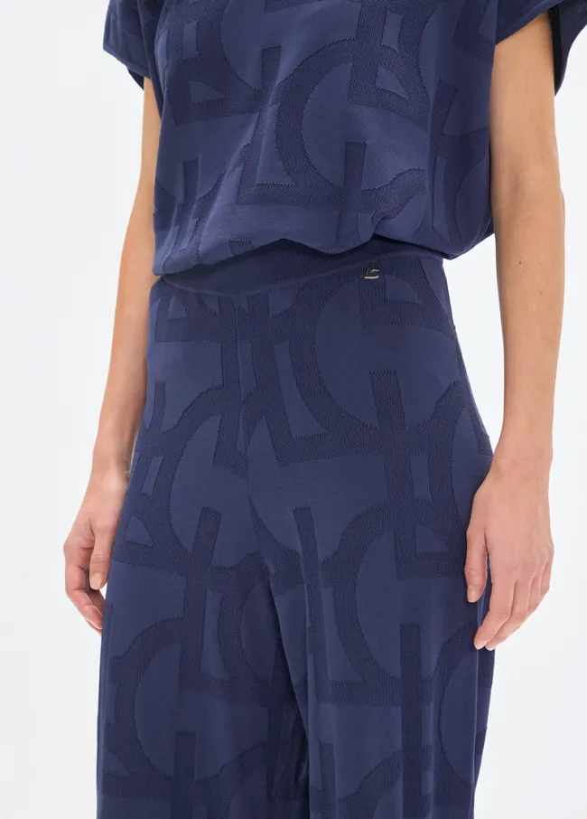 Pantalón de tricot azul logotipado