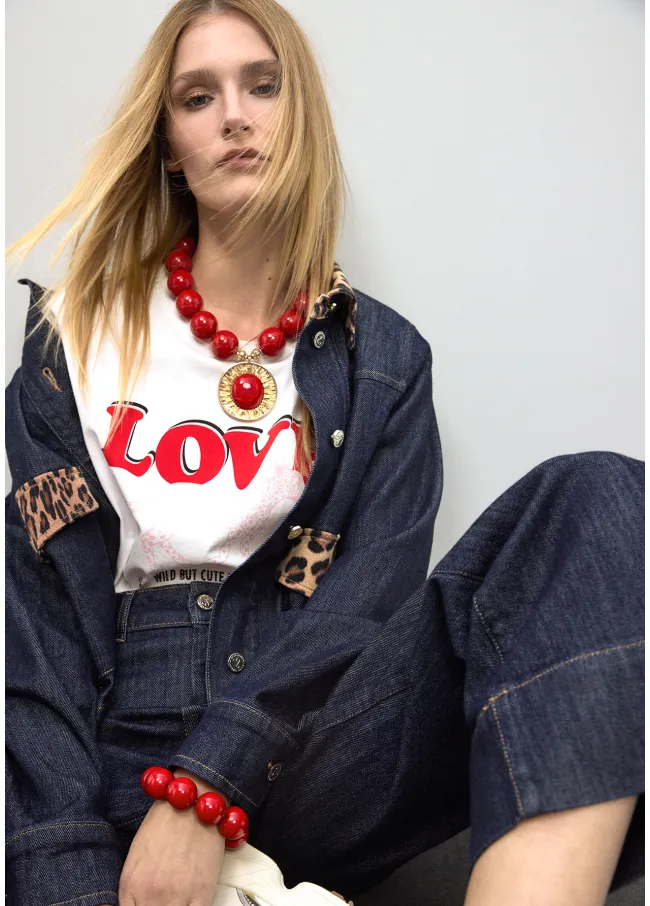 Maxi beaded necklace with pendant