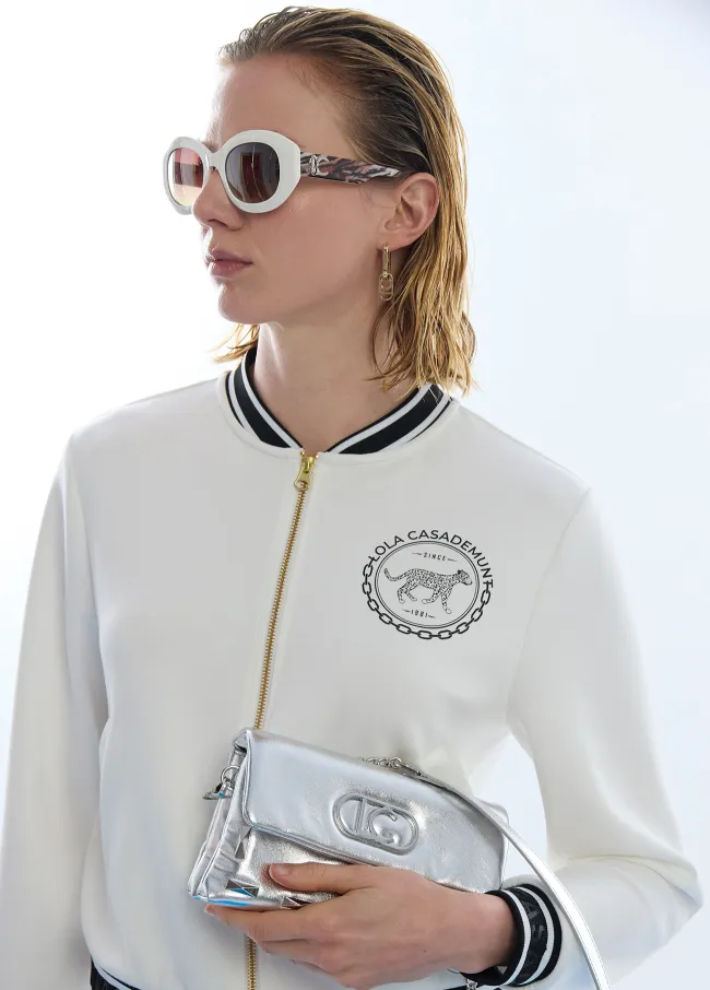 Scuba bomber jacket with printed band detail on...