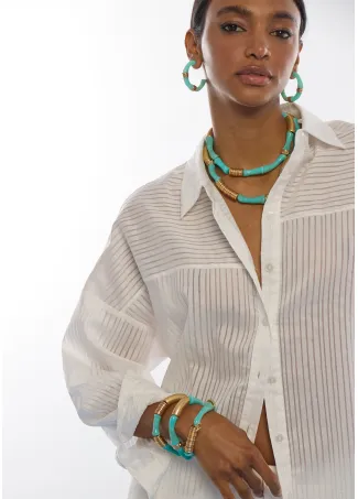 Pack collares con piezas metálicas efecto bambú