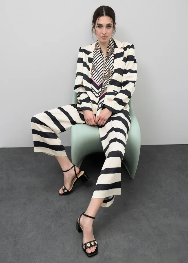 Satin culottes with horizontal stripes