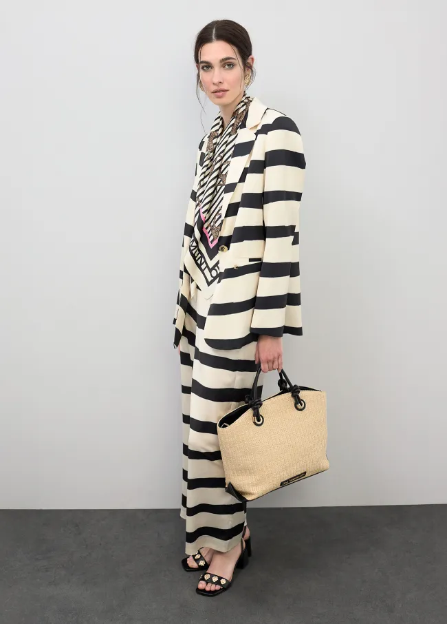 Satin culottes with horizontal stripes