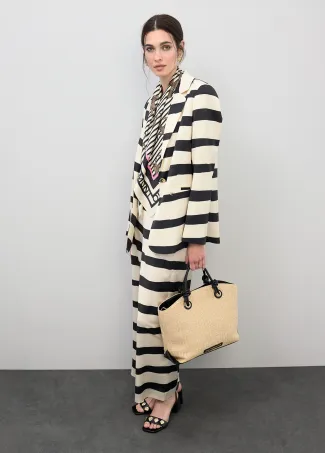 Satin culottes with horizontal stripes