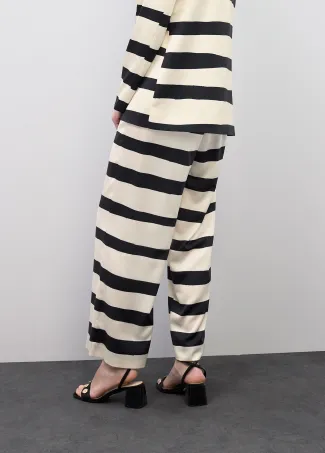 Satin culottes with horizontal stripes