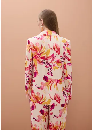 Printed wide-leg satin trousers