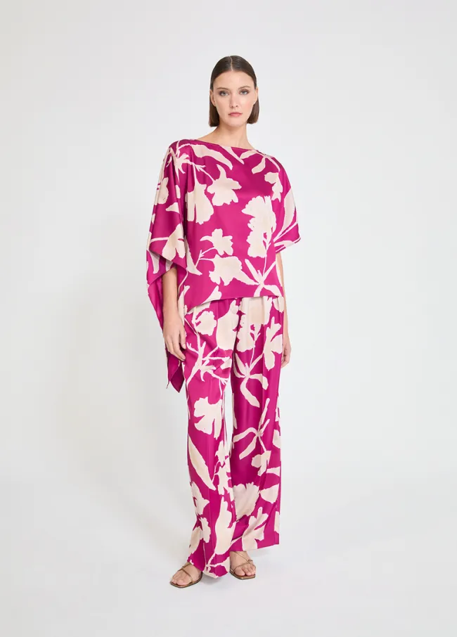 Large flower bougainvillea wideleg pants