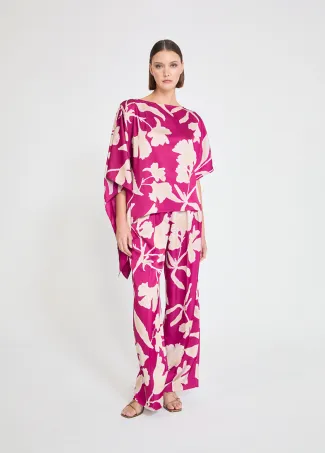Large flower bougainvillea wideleg pants