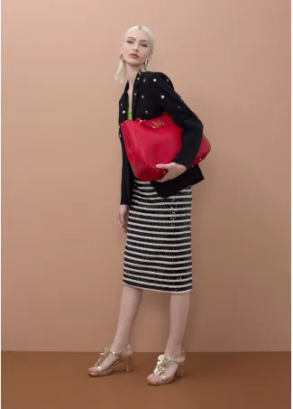 Straight fit sequinned skirt