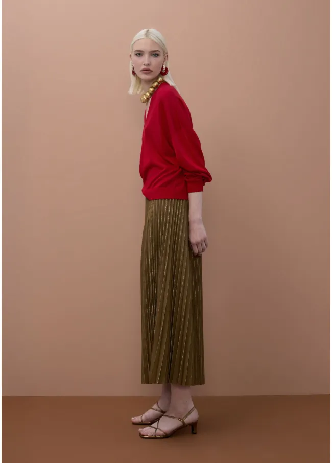 Pleated metallic skirt