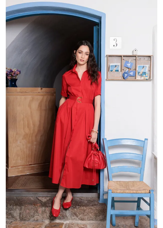 Midi dress with flared skirt