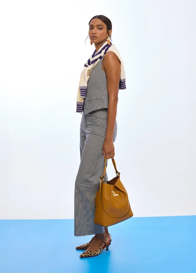 Striped twill culottes