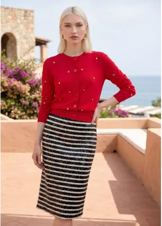 Cardigan with irregular studs