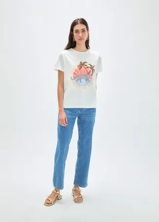 Animal print T-shirt with palm trees