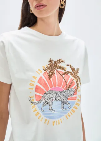 Animal print T-shirt with palm trees