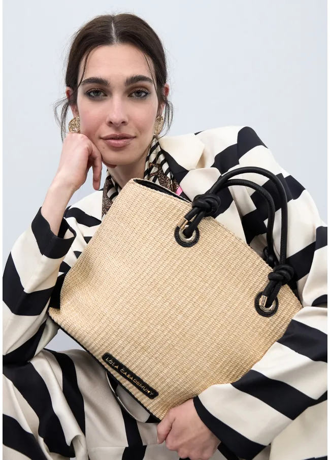 Raffia-effect tote bag