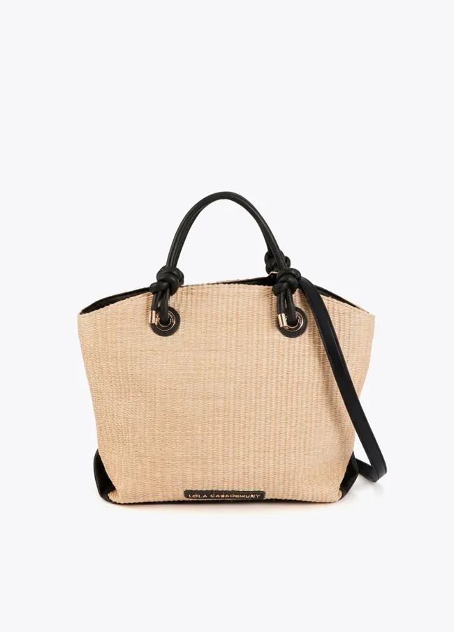 Raffia-effect tote bag