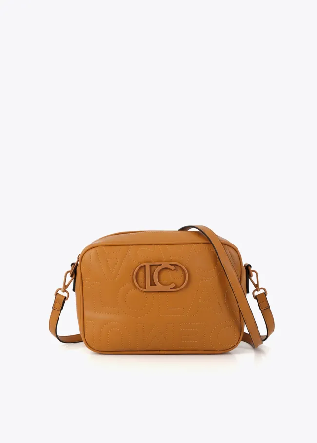 Crossbody bag with monogram topstitching