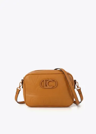 Crossbody bag with monogram topstitching