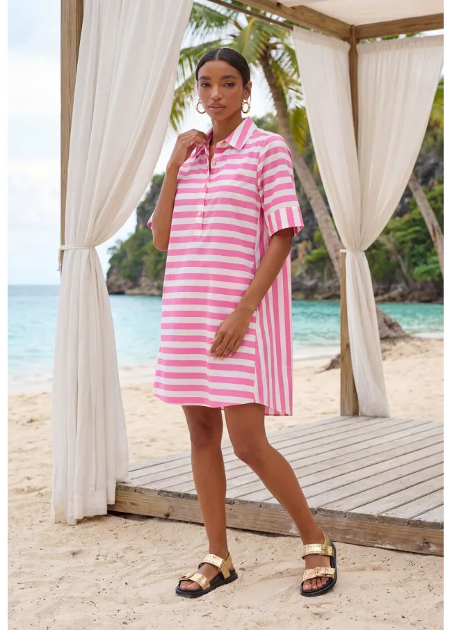 Vestido corto popelin rayas