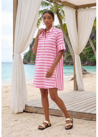 Vestido corto popelin rayas