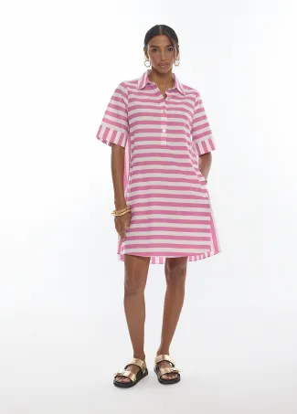 Vestido corto popelin rayas