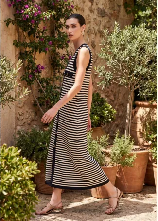 Vestido tricot largo de rayas