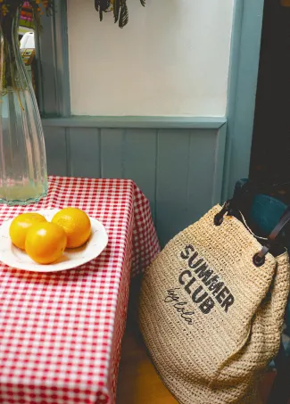 Summer Club deconstructed raffia bag