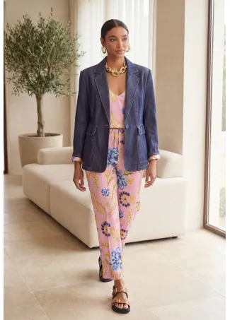 Fitted denim blazer with side pockets