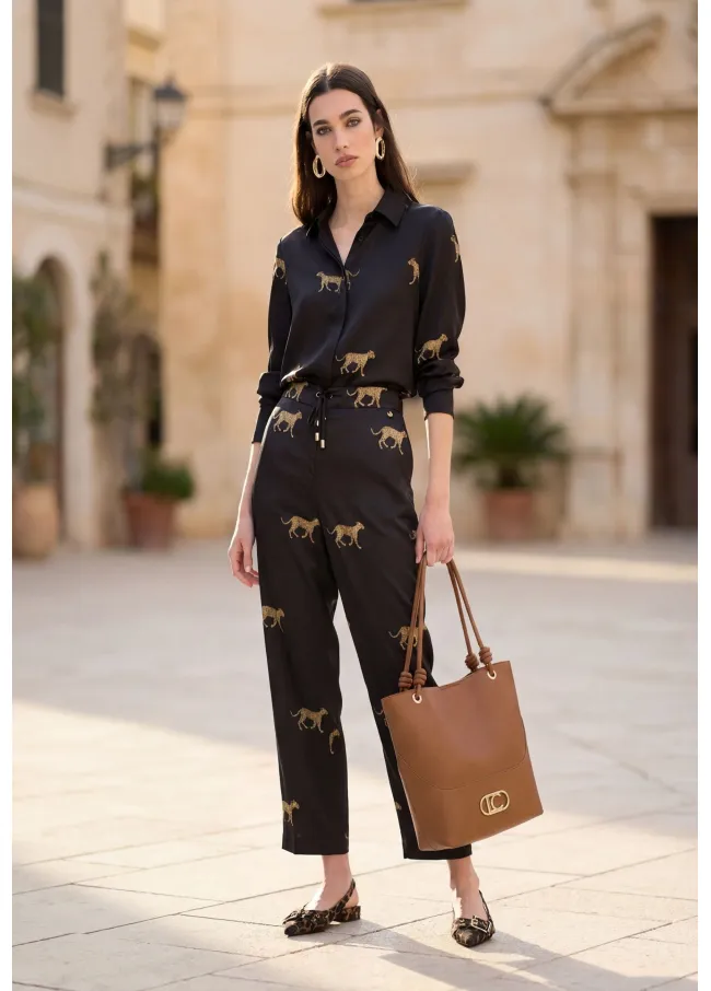 Leopard print satin shirt