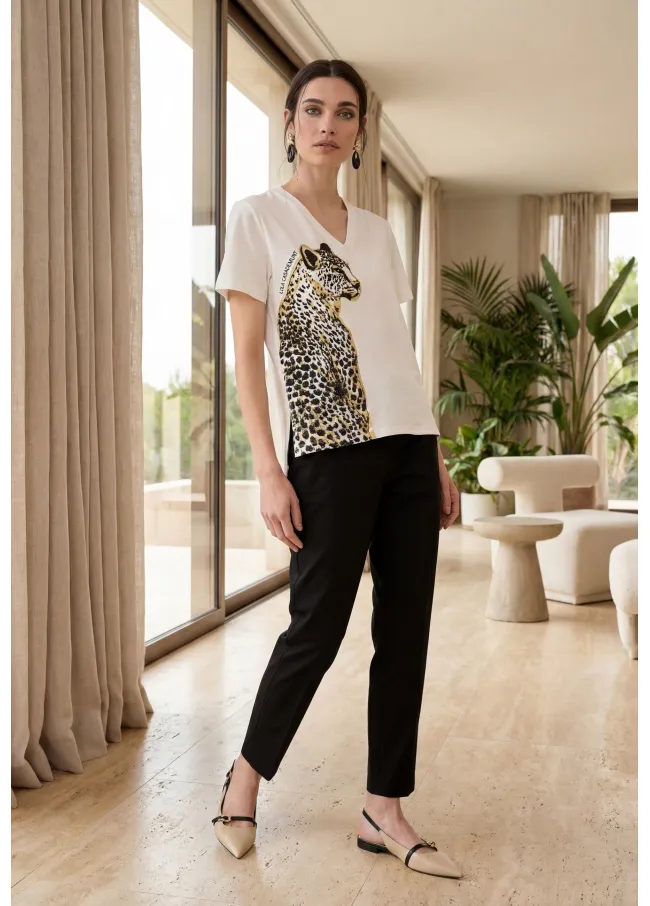 Camiseta cuello pico y animal