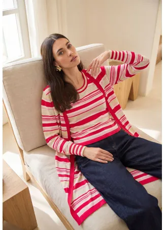 Three-tone striped knit top