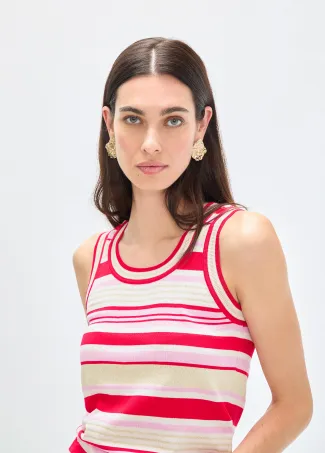 Three-tone striped knit top